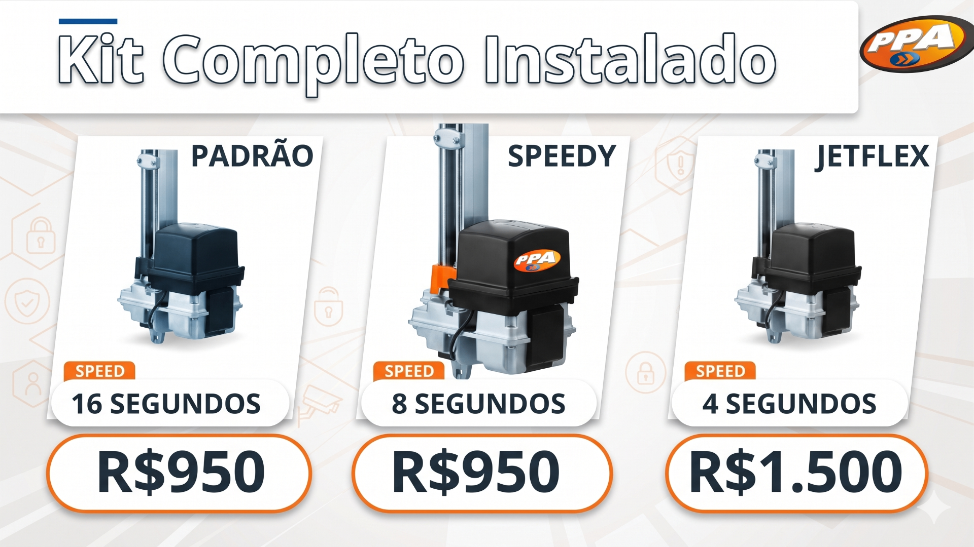 Kit Completo Instalado - Motores PPA Padrão (16s) R$950, Speedy (8s) R$950 e JetFlex (4s) R$1.500